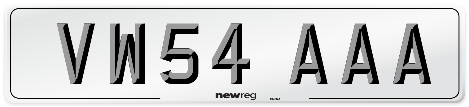 VW54 AAA Number Plate from New Reg